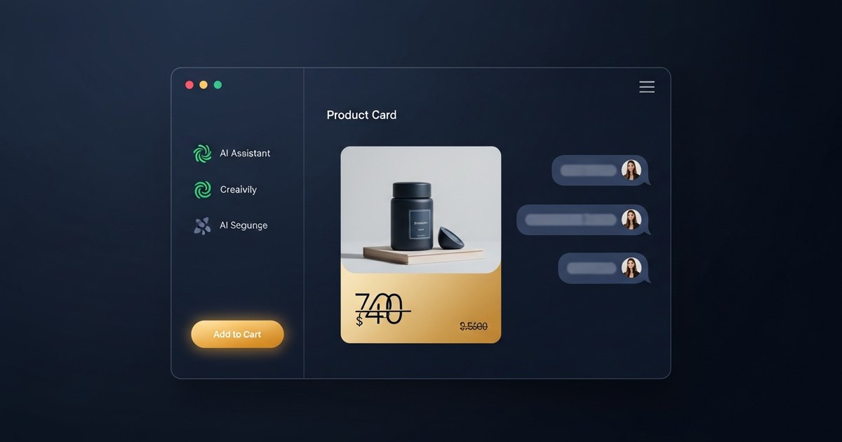 Interface d'un assistant IA montrant une fiche produit Shopify avec photo, prix et bouton d'achat directement dans la conversation, les Agentic Storefronts en action