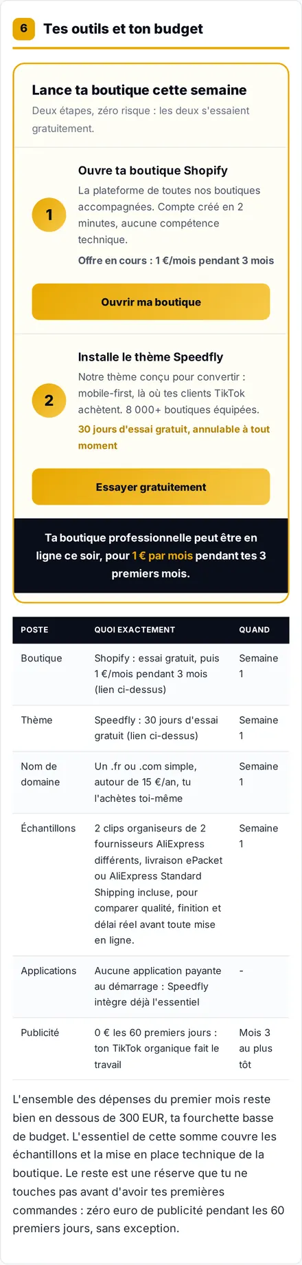 Aperçu réel : tes outils et ton budget, ligne par ligne