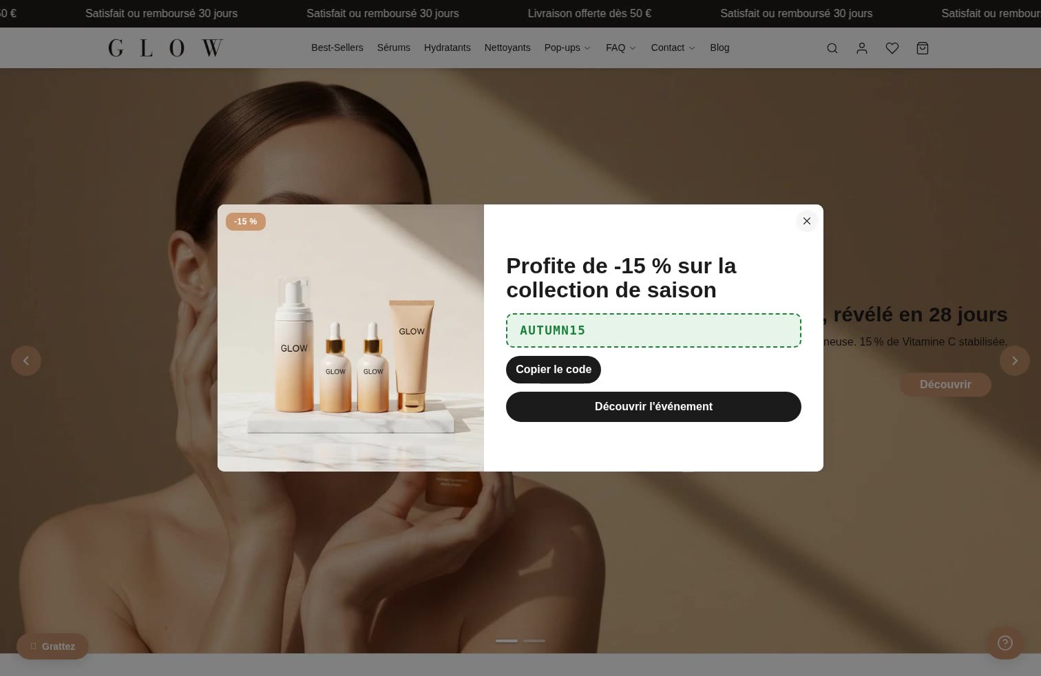 Aperçu Pop-up CTA sur la démo Speedfly