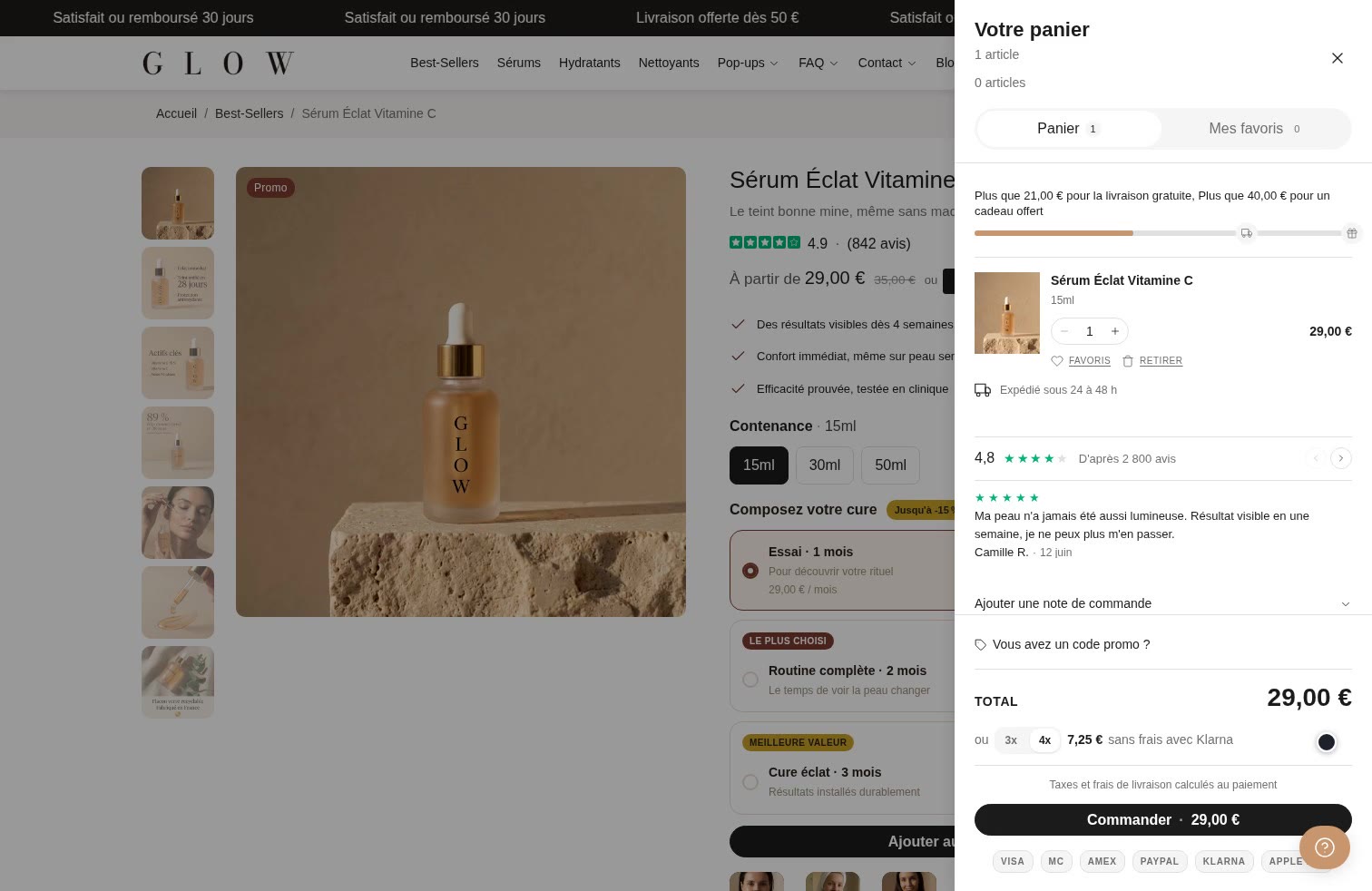 Aperçu Paiement en plusieurs fois sur la démo Speedfly