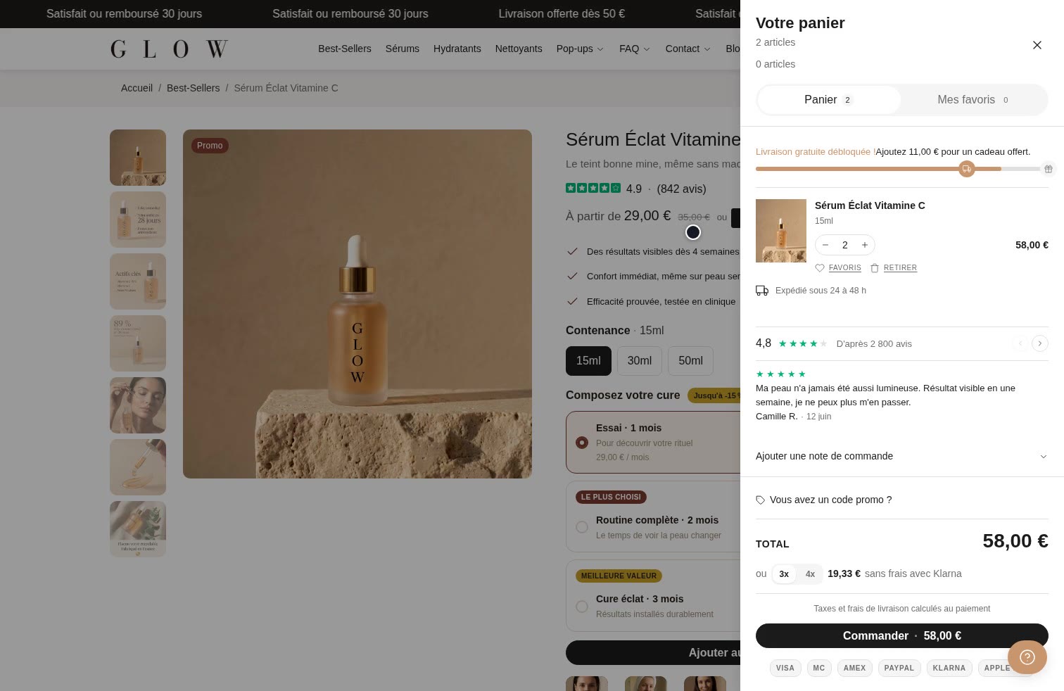 Aperçu ordinateur de Barre de progression livraison sur Maison GLOW