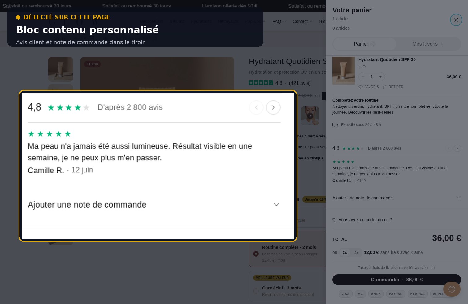 Aperçu Bloc contenu personnalisé sur la démo Speedfly