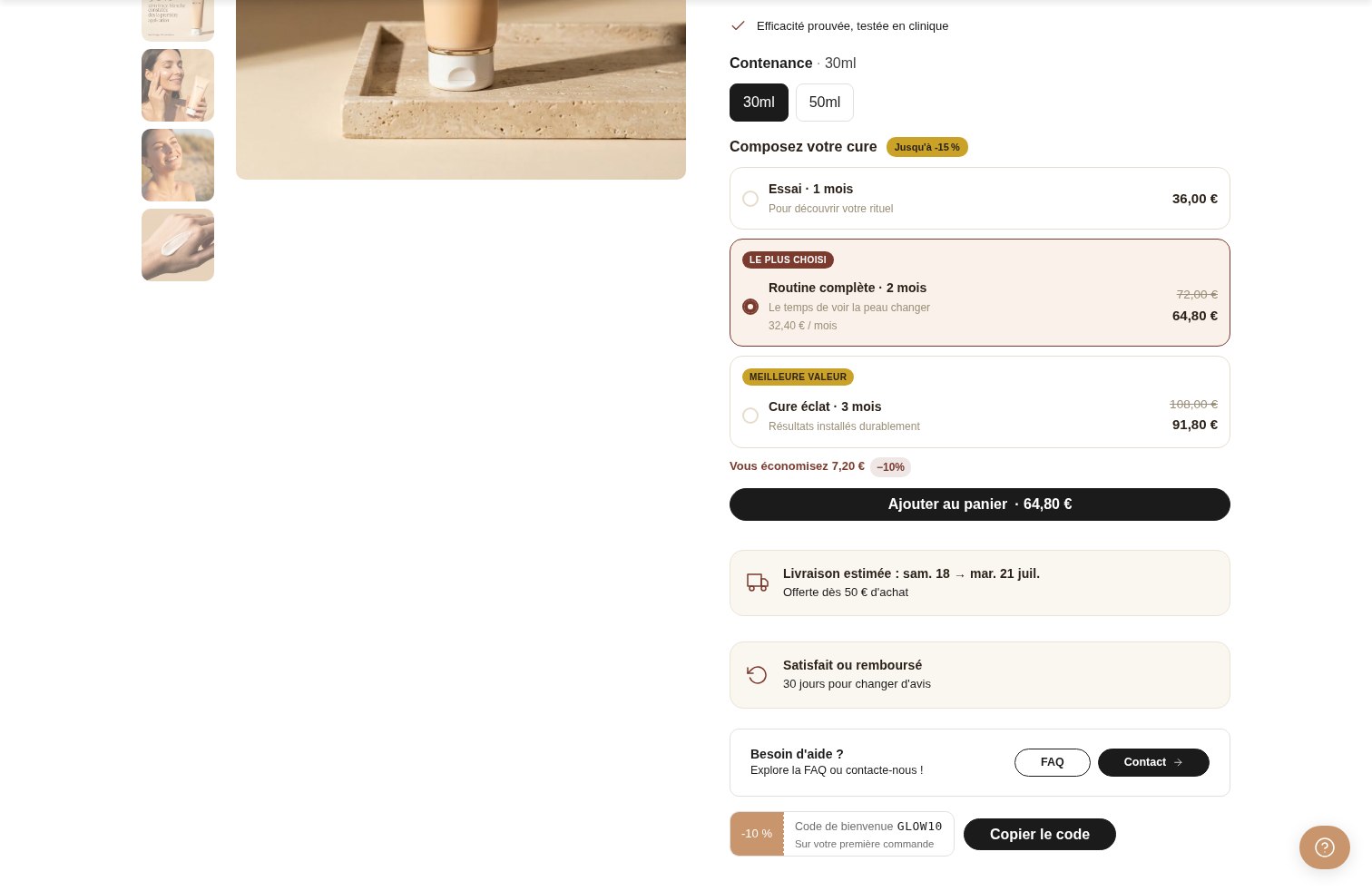 Aperçu ordinateur de Bloc pack / upsell sur Maison GLOW