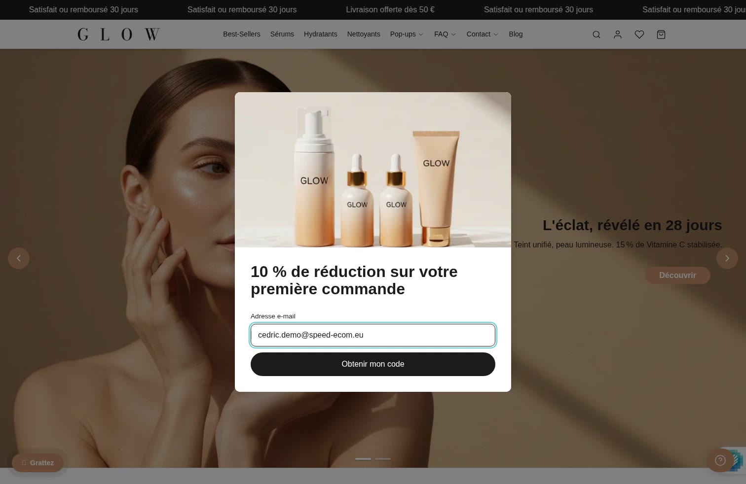 Aperçu ordinateur de Moteur commun de pop-ups sur Maison GLOW