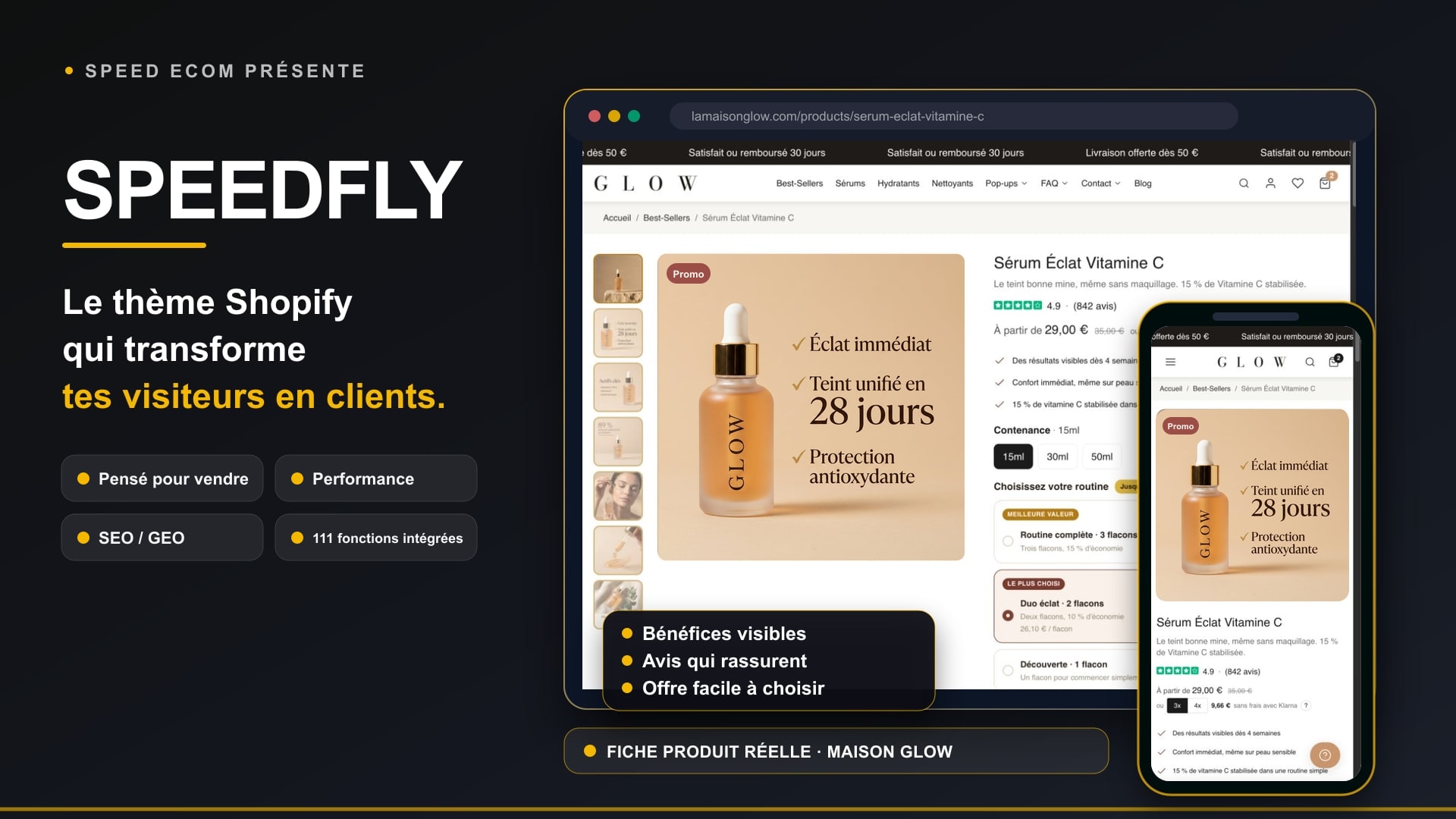 Speedfly, le thème Shopify qui transforme tes visiteurs en clients : regarder la présentation