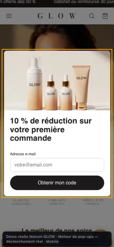 Aperçu mobile de Moteur commun de pop-ups sur Maison GLOW